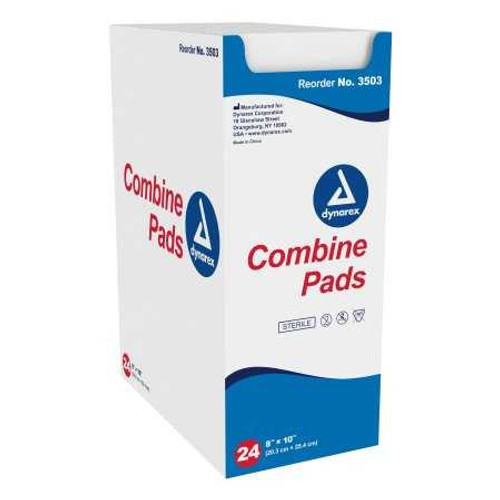 Abdominal Pad Dynarex NonWoven / Fluff 8 X 10 Inch Rectangle Sterile 3503 Box/24 3503 DYNAREX CORP. 575181_BX