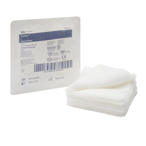 Curity Gauze Sponge 4 X 4 Inch 12-Ply Sterile 10 per Tray, 6939, Case of 1280