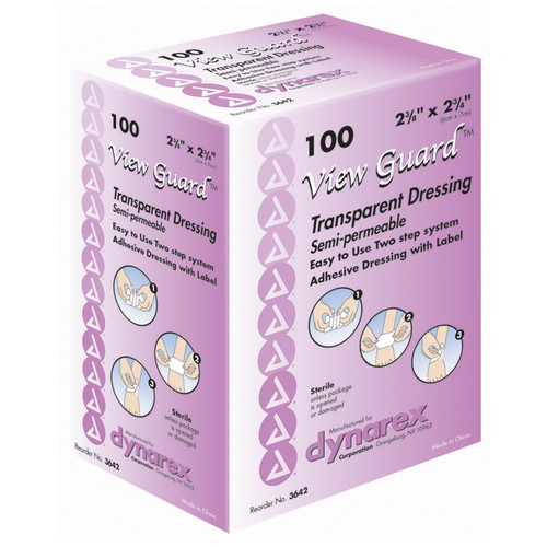 View Guard Transparent Film Dressing 2-3/8 X 2-3/4 Inch 2 Tab Delivery Rectangle Sterile, 3642, Box of 100