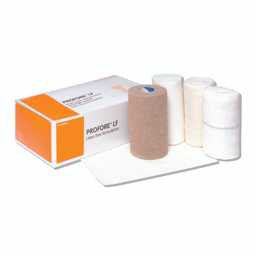 Profore LF 4-Layer Compression Bandage System, Multiple Sizes, Self-Adherent and Tape Closure, NonSterile, Case of 8