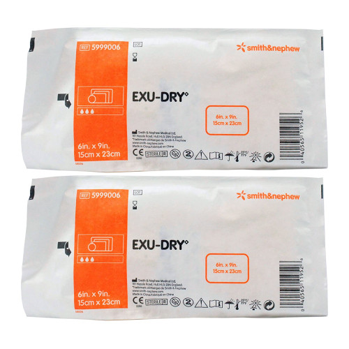 EXU-DRY Anti-Shear Super Absorbent Dressing 6 X 9 Inch Rectangle, 5999006, Case of 48