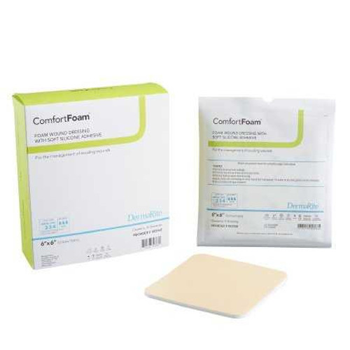 Silicone Foam Dressing ComfortFoam 6 X 6 Inch Square Adhesive without Border Sterile 00316E Box/10 00316E DERMARITE INDUSTRIES LLC 835614_BX
