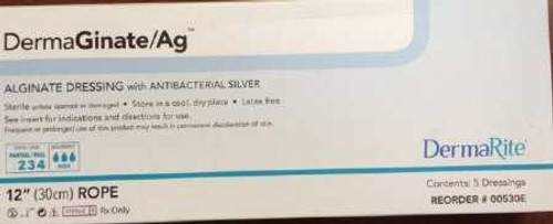 Alginate Dressing with Silver DermaGinate/ Ag 12 Inch Rope Sterile 00530E Each/1 00530E DERMARITE INDUSTRIES LLC 727096_EA
