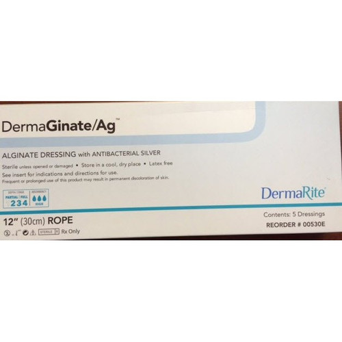 DermaGinate/ Ag Silver Alginate Dressing 12 in Length Rope, 00530E, Sample Packet of 1