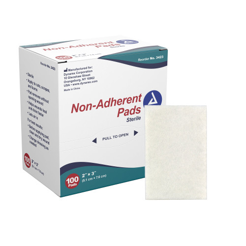 Dynarex Non-Adherent Dressing 2 X 3 Inch Sterile 100 per Pack, 3423, Case of 1200