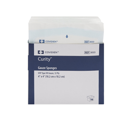 Curity Gauze Sponge 4 X 4 Inch 12-Ply Sterile 2 per Pack, 3033, Case of 600