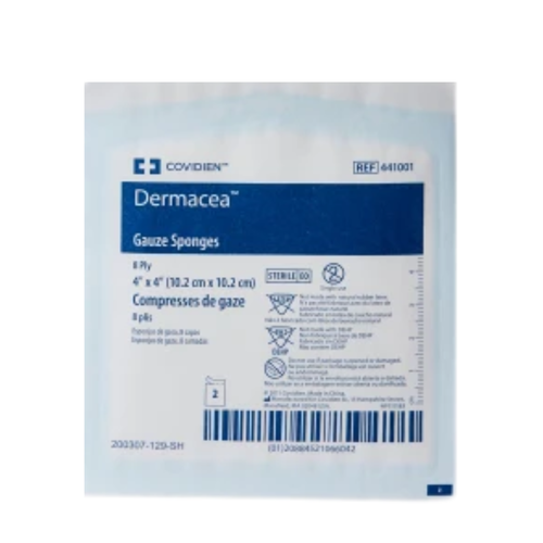 Dermacea Gauze Sponge 4 X 4 Inch 8-Ply Sterile 2 per Pack, 441001, Pack of 1