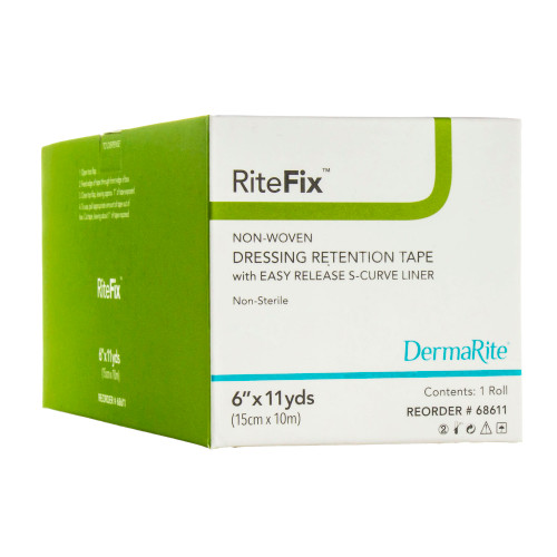 RiteFix Non-Woven Dressing Retention Tape with Liner, 6'' x 11 yd, NonSterile, Box of 1