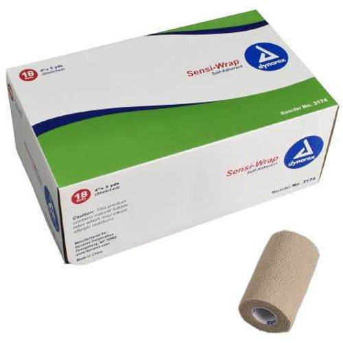 Cohesive Bandage Sensi-Wrap 4 Inch X 5 Yard Standard Compression Self-adherent Closure Tan NonSterile 3174 Each/1 3174 DYNAREX CORP. 575252_EA