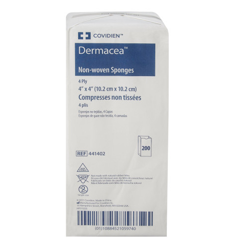 Dermacea Nonwoven Sponge 4 X 4 Inch 4-Ply NonSterile 200 per Pack, 441402, Case of 2000