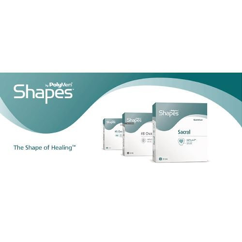 PolyMem Shapes Foam Dressing 7-1/5 X 7-4/5 Inch With Border Film Backing Adhesive Sacral Sterile, 3709, Box of 10