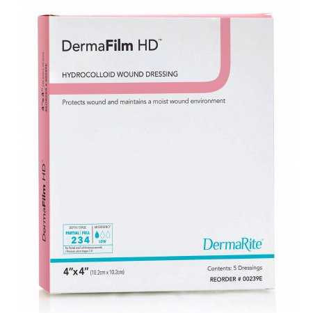 Hydrocolloid Dressing DermaFilm HD 4 X 4 Inch Square Sterile 00239E Each/1 00239E DERMARITE INDUSTRIES LLC 584130_EA