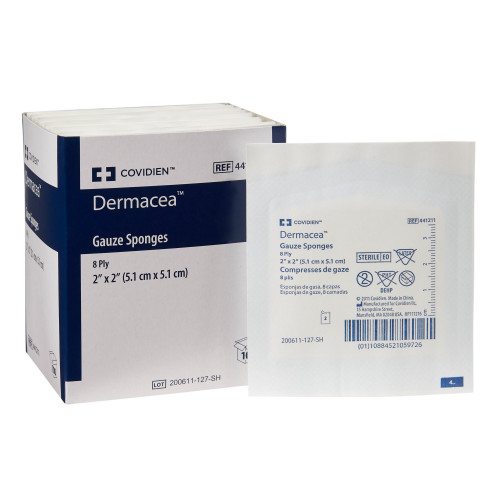 Dermacea Gauze Sponge 2 X 2 Inch 8-Ply Sterile 10 per Pack, 441211, Case of 1500