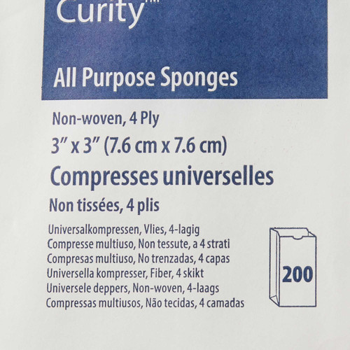 Nonwoven Sponge Curity™ 3 x 3 Inch 200 per Pack NonSterile 4-Ply Square 9023 Case of 4000 9023 Curity™ 153822_CS