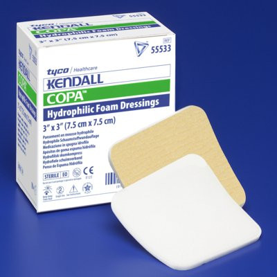 Kendall Foam Plus Foam Dressing 4 X 4 Inch Without Border Polyurethane Backing Nonadhesive Square Sterile, 55544P, Pack of 1