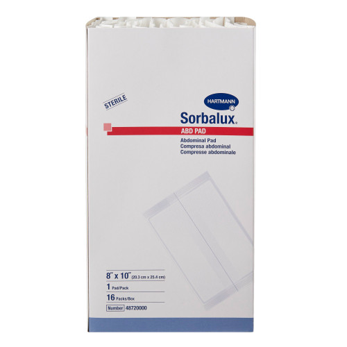 Sorbalux ABD Abdominal Pad 8 X 10 Inch 1-Ply Sterile 1 per Pouch, 48720000, Case of 320