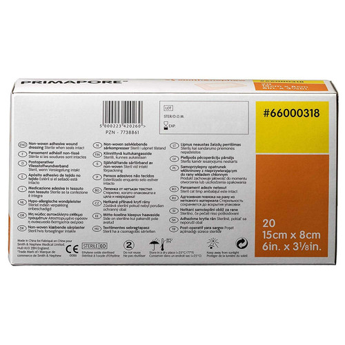 Adhesive Dressing Primapore 3.125 X 6 Inch Polyester Rectangle Tan Sterile 66000318 Case/200 66000318 UNITED / SMITH & NEPHEW 364609_CS