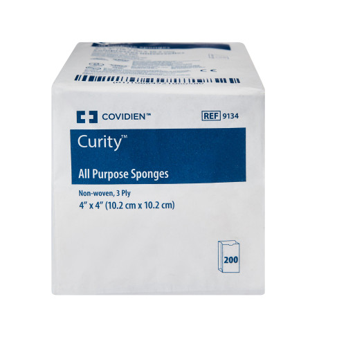 Curity Nonwoven Sponge 4 X 4 Inch 3-Ply NonSterile 200 per Pack, 9134, Case of 4000