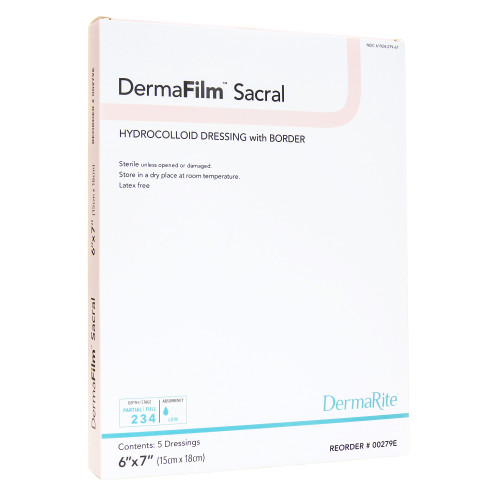 DermaFilm Hydrocolloid Dressing Film Backing 6 X 7 Inch Sacral Hydrocolloid / Film, 00279E, Pack of 1