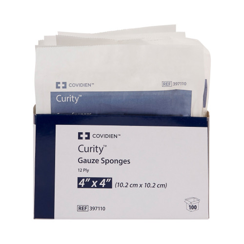 Curity Gauze Sponge 4 X 4 Inch 12-Ply Sterile 10 per Pouch, 397110, Case of 160