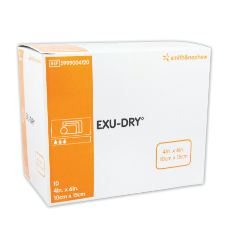 EXU-DRY Anti-Shear Super Absorbent Dressing 4 X 6 Inch Rectangle, 5999004120, Case of 120