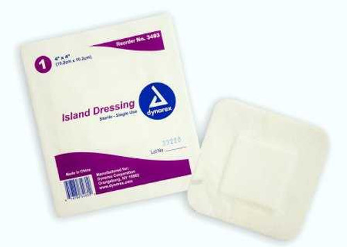 Adhesive Dressing Dynarex 4 X 4 Inch Square White Sterile 3493 Case/150 3493 DYNAREX CORP. 903643_CS