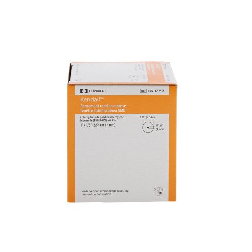 Kendall AMD PHMB Impregnated Foam Disc Foam 1 Inch Diameter / 4 mm Hole Sterile, 55511AMD, Case of 40