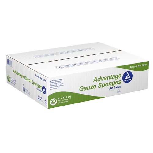 Advantage Gauze Sponge 4 X 4 Inch 8-Ply NonSterile 200 per Pack, 3264, Case of 20