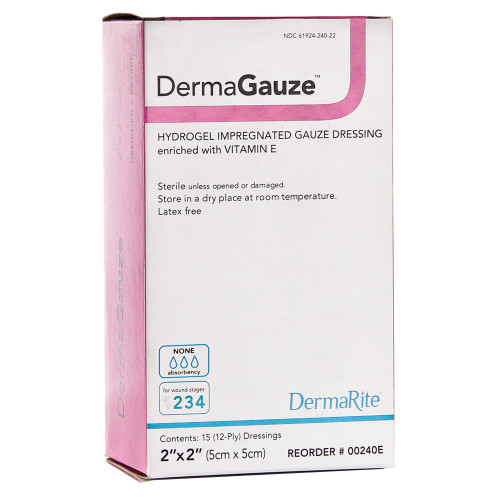 DermaGauze Hydrogel Wound Dressing Impregnated 2 X 2 Inch Sterile, 00240E, Pack of 1