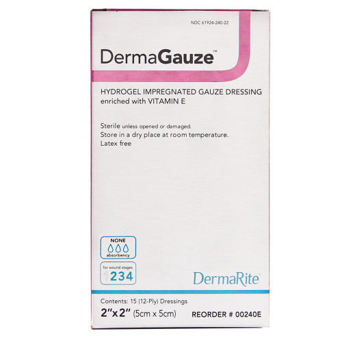 DermaGauze Hydrogel Wound Dressing Impregnated 2 X 2 Inch Sterile, 00240E, Pack of 1