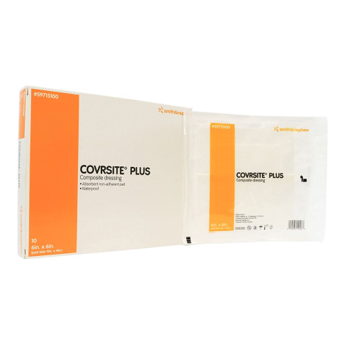 COVRSITE Plus Composite Dressing 6 X 6 Inch Square NonSterile Film Backing, 59715100, Case of 100