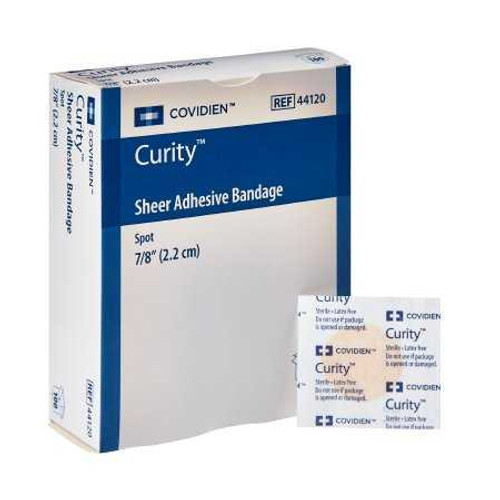 Adhesive Spot Bandage Curity 0.875 Inch Diameter Plastic Round Sheer Sterile 44120 Case/3600 44120 KENDALL HEALTHCARE PROD INC. 740397_CS