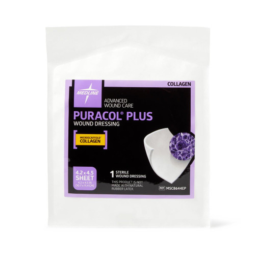 Puracol Plus Collagen Dressing 4-1/4 X 4-1/2 Inch Rectangle Sterile, MSC8644EP, Case of 50