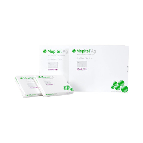 Mepitel Ag Silver Wound Contact Layer Dressing 4 X 7 Inch Rectangle Sterile, 391090, Box of 10