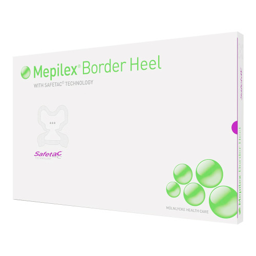 Mepilex Border Heel Foam Dressing 8-3/5 X 9 Inch With Border Film Backing Silicone Adhesive Heel Sterile, 282790, Box of 10