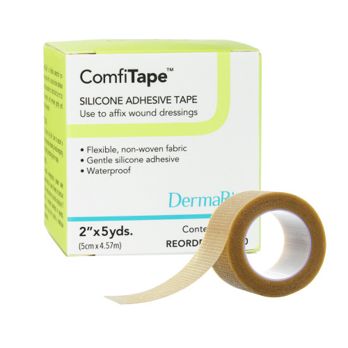 ComfiTape Waterproof Medical Tape Tan 2 Inch X 5 Yard Nonwoven / Silicone NonSterile, 69250, Roll of 1