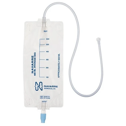 Navarre Gravity Drainage Bag Without Tubing 600 mL, Sterile Luer Connector Barrier, NDB600, Sample Pack of 1