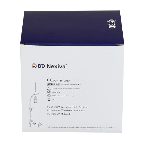 Nexiva Closed IV Catheter 22 Gauge 1 Inch Vialon Winged Hub Blood Control, 383532, Pack of 1