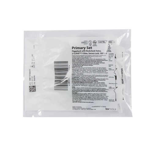 LifeShield Primary IV Administration Set Gravity 2 Ports 15 Drops / mL Drip Rate Without Filter 100 Inch Tubing Solution Without Flow Regulator, 1266228, Pack of 1