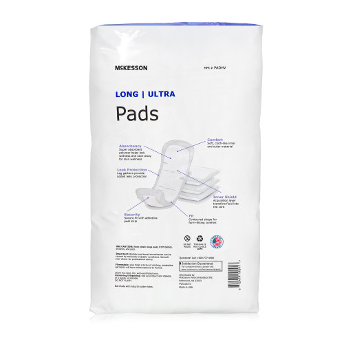 McKesson Ultra Bladder Control Pad 14 Inch Length Heavy Absorbency Polymer Core One Size Fits Most, PADHV, Bag of 1
