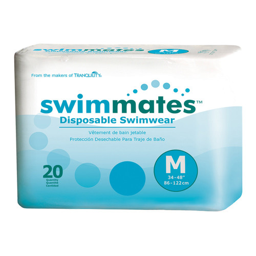 Swimmates Bowel Containment Swim Brief Pull On with Tear Away Seams Adult Medium Unisex Disposable Moderate Absorbency, 2845, Bag of 20