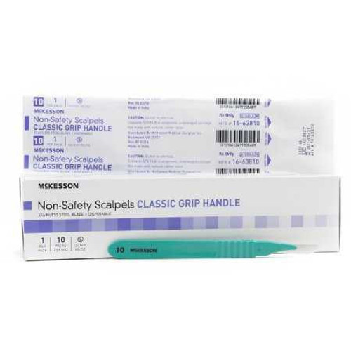 McKesson Scalpel NonSafety Size 10 Stainless Steel / Plastic Classic Grip Handle Sterile Disposable 16-63810 Box/10 16-63810 MCK BRAND 1029064_BX