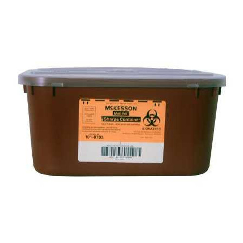 Multi-purpose Sharps Container Medi-Pak 2-Piece 5H X 10W X 7D Inch 1 Gallon Red Base Horizontal Entry Lid 101-8703 Each/1 101-8703 McKesson 586905_EA