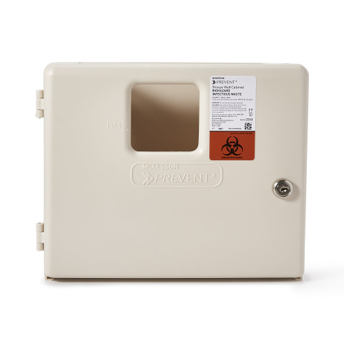 McKesson Prevent Sharps Container Cabinet / Wall Enclosure High Impact Polystyrene Wall Mount Locking, 2263, Case of 2