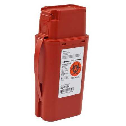 Sharps Transport Container SharpSafety 8- H X 2- D X 4- W Inch 1 Quart Red 8303SA Each/1 8303SA KENDALL HEALTHCARE PROD INC. 358432_EA Sharps Transport Container SharpSafety 8- H X 2- D X 4- W Inch 1 Quart Red 8303SA Each/1 8303SA KENDALL HEALTHCARE PROD INC. 358432_EA
