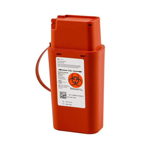 SharpSafety Pocket Shuttle Sharps Container Red Base 8-3/4 H X 2-1/2 D X 4-1/2 W Inch Vertical Entry 0.25 Gallon, 8303SA, Pack of 1
