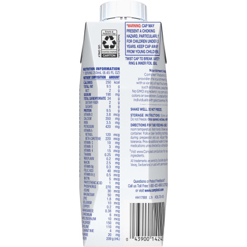 Compleat Pediatric Original 1.0 Pediatric Tube Feeding Formula Unflavored 8.45 oz. Reclosable Carton Liquid Real Food Ingredients, 10043900142408, Case of 24