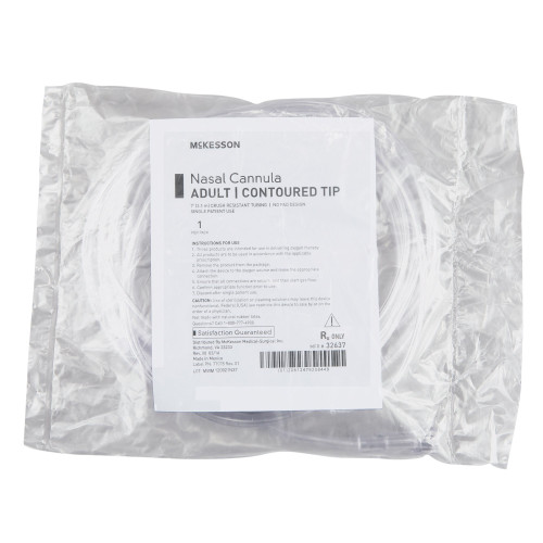 McKesson Nasal Cannula Adult Curved Prongs 7 Foot Tubing, 32637, Pack of 1