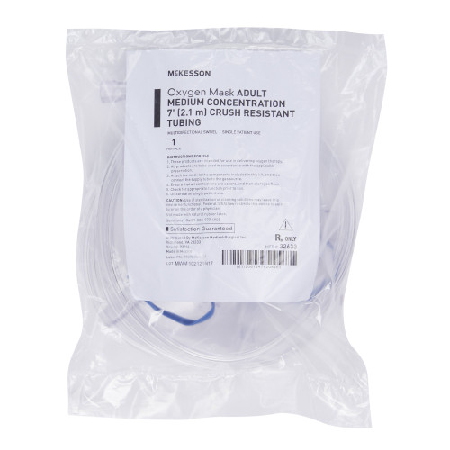McKesson Oxygen Mask Elongated Style Adult One Size Fits Most Adjustable Head Strap, 32633, Pack of 1