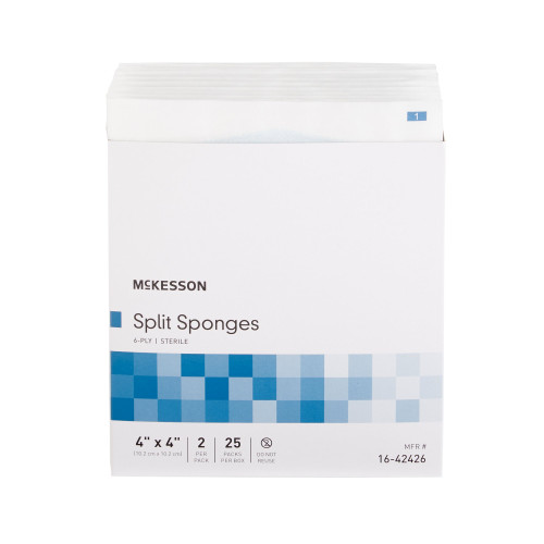 McKesson Drain Sponge 4 X 4 Inch 6-Ply Sterile 2 per Pack, 16-42426, Box of 25